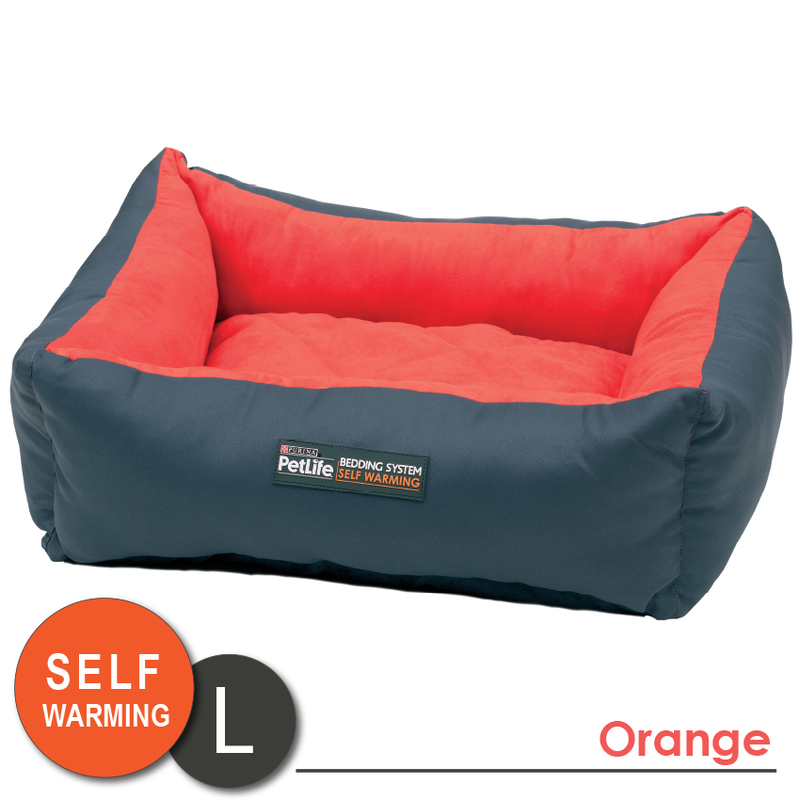 Purina Petlife Self Warm Cuddle Dog Bed Orange/Large