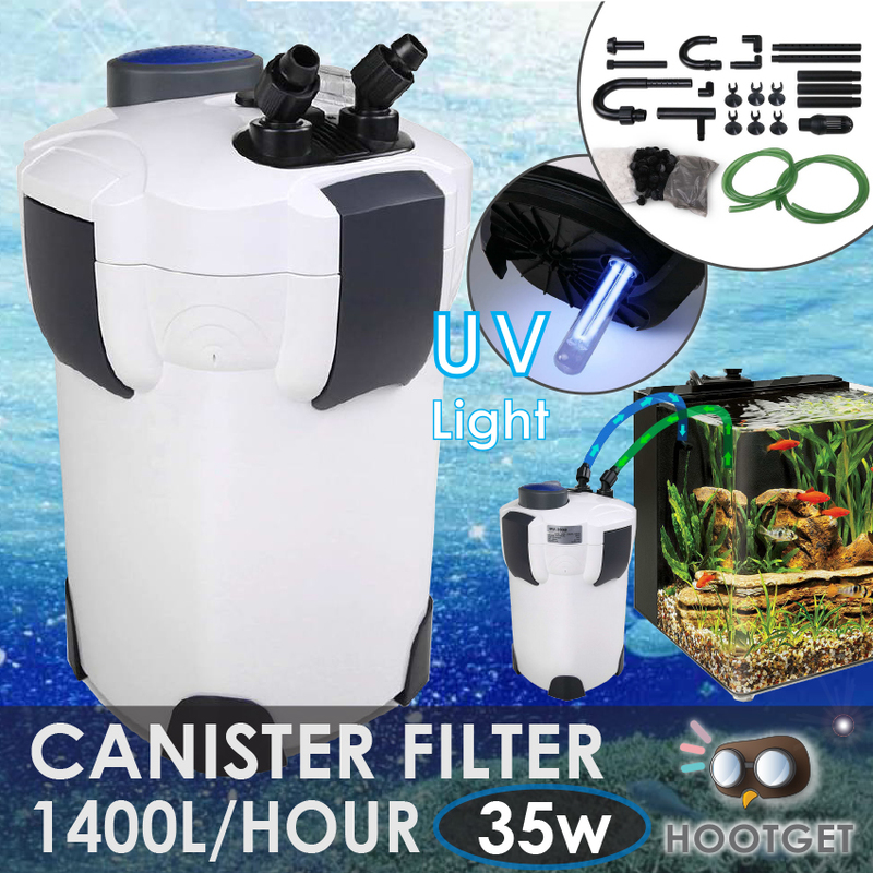 External Aquarium Filter Fish Tank Canister UV Light Media Kit 1400L/H