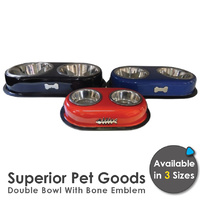 Superior Pet Goods Stainless Steel Bone Emblem Bowls