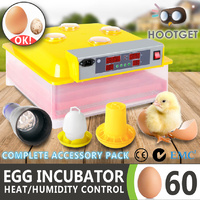 Egg Incubator Fully Automatic Digital LED Hatch 60 Eggs