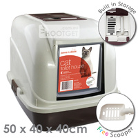 Paws N Claws Hooded Cat Litter Tray with Door Flap & Scoop