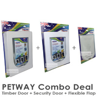 PETWAY Security Door + Timber Door + Flexible Flap Combo Set