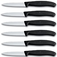 6 x Victorinox Pointed Paring Knife Black 8cm