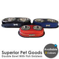 Superior Pet Goods Stainless Steel Fish Emblem Bowl
