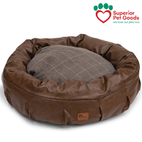 Harley Dog Bed Faux Leather & Check Chocolate