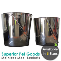 Superior Pet Goods Stainless Steel Pet Bucket - 2.8 / 5.7 / 8.5 Litres