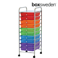 BoxSweden Home/Office Organiser 10 Drawers Storage Trolley w/Wheels Muti-Colour