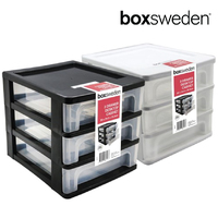 BoxSweden 3 Tier Desktop Drawer Cabinet Office Storage Box Large