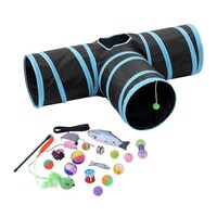 21Pcs Set Pet Tri Cat Tunnel + Catnip Pet Toys Mouse Ball Stick Playground