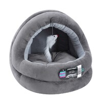 Paws & Claws Plush Velvet Cat Bed Cave With Toy
