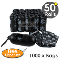 1000 X Pet Dog Puppy Poo Poop Bag Waste Disposable Clean Up Plastic Printed Bags