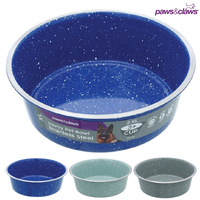 Stainless Steel Non Slip Enamel Coated Dog Puppy Food Water Pet Bowl