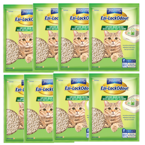 8 x 2kg Ezi-LockOdour Litter System Natural Mineral Zeolite Pellets Cat Litter