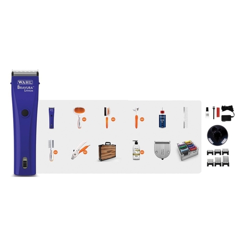 Wahl Bravura Lithium Cordless Clipper Premium Combo 12 Pieces Pack in Wood Case