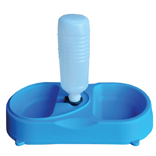2 in 1 Pet Cat Dog Feeder Food Water Dispenser [Colour: Blue]