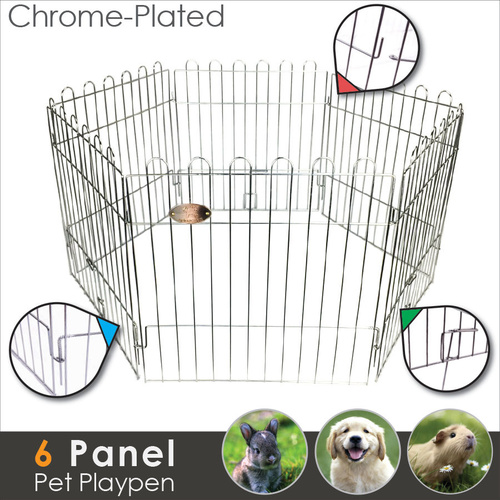 LUPERCUS Chrome Plated 6 Panels Pet Playpen 
