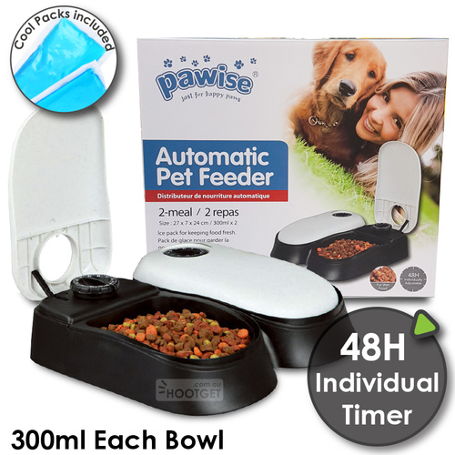 PAWISE Auto Pet Feeder 2-Meal Food Dispenser Bowl