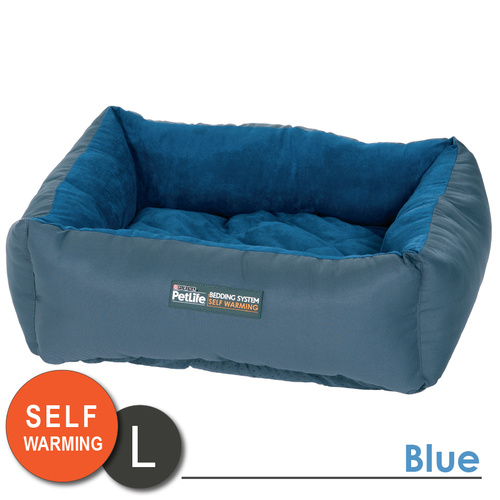 Purina Petlife Self Warm Cuddle Dog Bed - Blue/Large