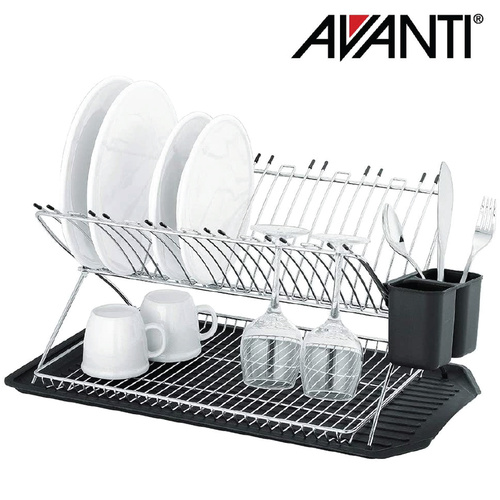 AVANTI RENO Two Tier Folding Dish Rack Drainer Caddy Tray
