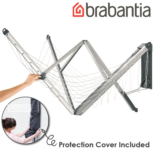 Brabantia Wall Fix Fold Away Clothes Line 4 Arm/24m with Protective Cover 
