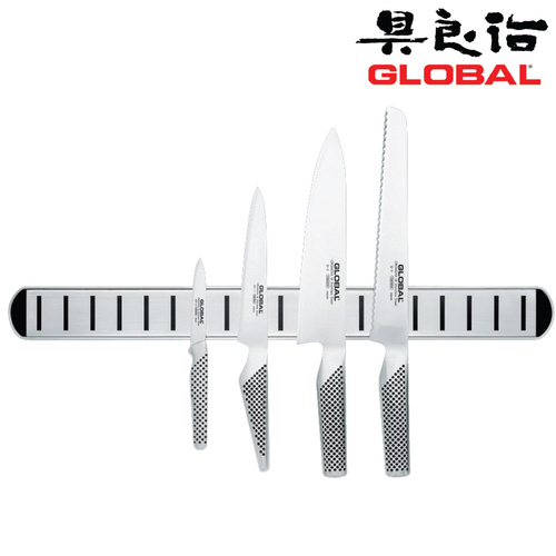 Global Chefs 4pc Knife Set With Magnetic Rack