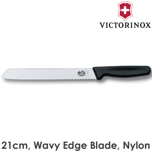Victorinox Bread Knife 21cm Wavy Edge Blade Nylon Black