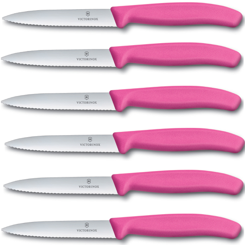 6 x Victorinox Serrated Paring Knife Pink 10cm