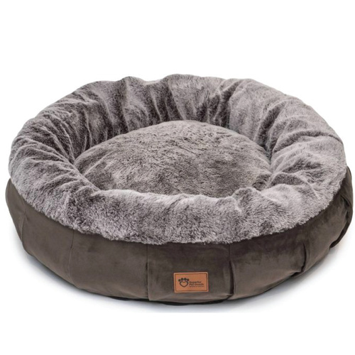 Harley Dog Bed Brown Faux Rabbit Fur & Brown Velvet Jumbo