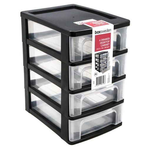 BoxSweden 4 Tier Desktop Drawer Cabinet Office Storage Box