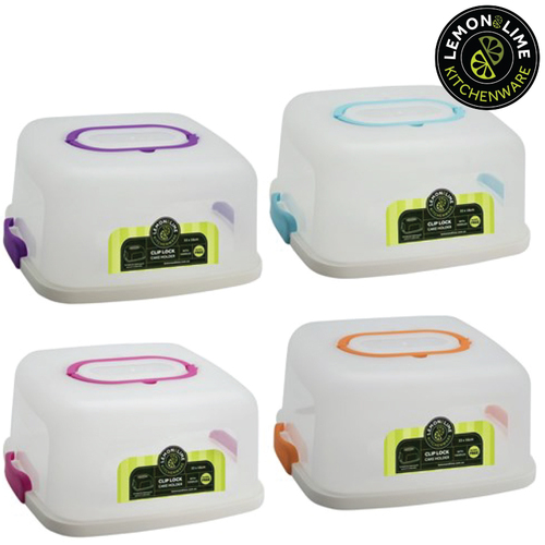 Lemon & Lime 33cm Square Plastic Cake Dessert Container Box Holder w/Lid