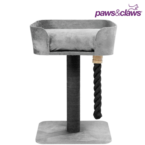 Paws & Claws Catsby Fitzory Cat Scratching Post Plush Bed Grey