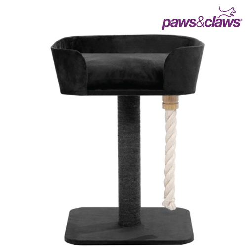 Paws & Claws Catsby Fitzory Cat Scratching Post Plush Bed Black