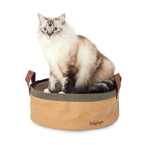 Ibiyaya Sand Dune Round Cat Scratcher with Replaceable Cardboard Insert